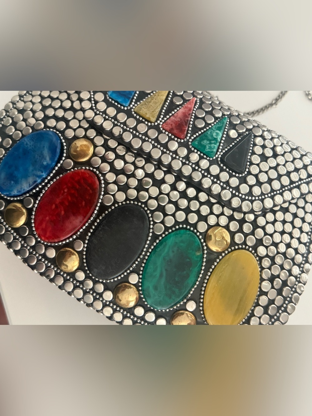 Colorful Stone Mosaic Clutch - Multicolor - Picture 2 of 5